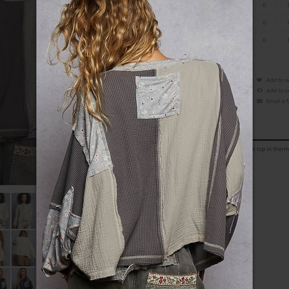 POL “ Gabby 3 “ POL Relaxed Fit Double Gauze Top with Patchwork Detail 68 - Picture 4 of 6